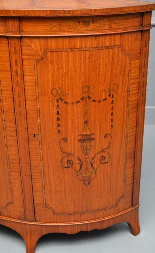 GEORGE III STYLE SATINWOOD INLAID DEMI LUNE COMMODE CABINETCOWTAN SONS LONDON - ADDITIONAL PHOTO 22