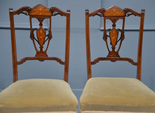 ELEGANT SET OF FOUR EDWARDIAN MAHOGANY MARQUETRY DINING CHAIRS - ADDITIONAL PHOTO 5