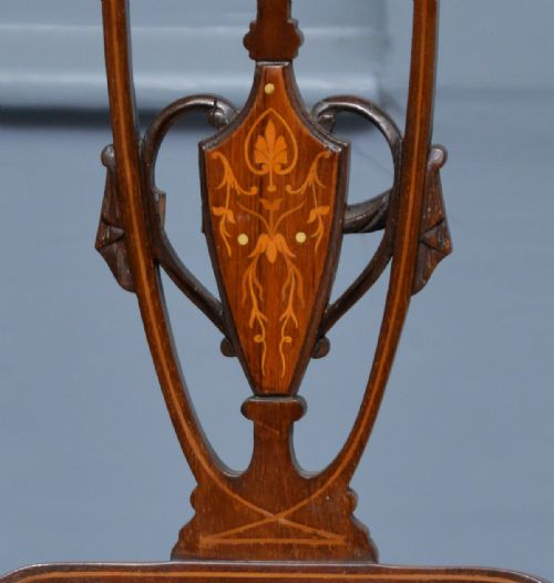 ELEGANT SET OF FOUR EDWARDIAN MAHOGANY MARQUETRY DINING CHAIRS - ADDITIONAL PHOTO 9