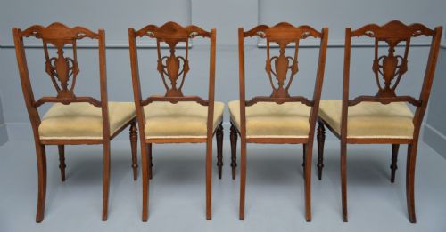 ELEGANT SET OF FOUR EDWARDIAN MAHOGANY MARQUETRY DINING CHAIRS - ADDITIONAL PHOTO 11