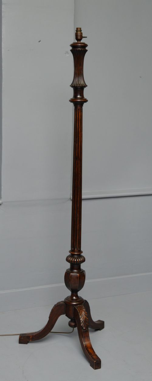 GEORGIAN STYLE C1920 MAHOGANY STANDARD FLOOR LAMP - ADDITIONAL PHOTO 16