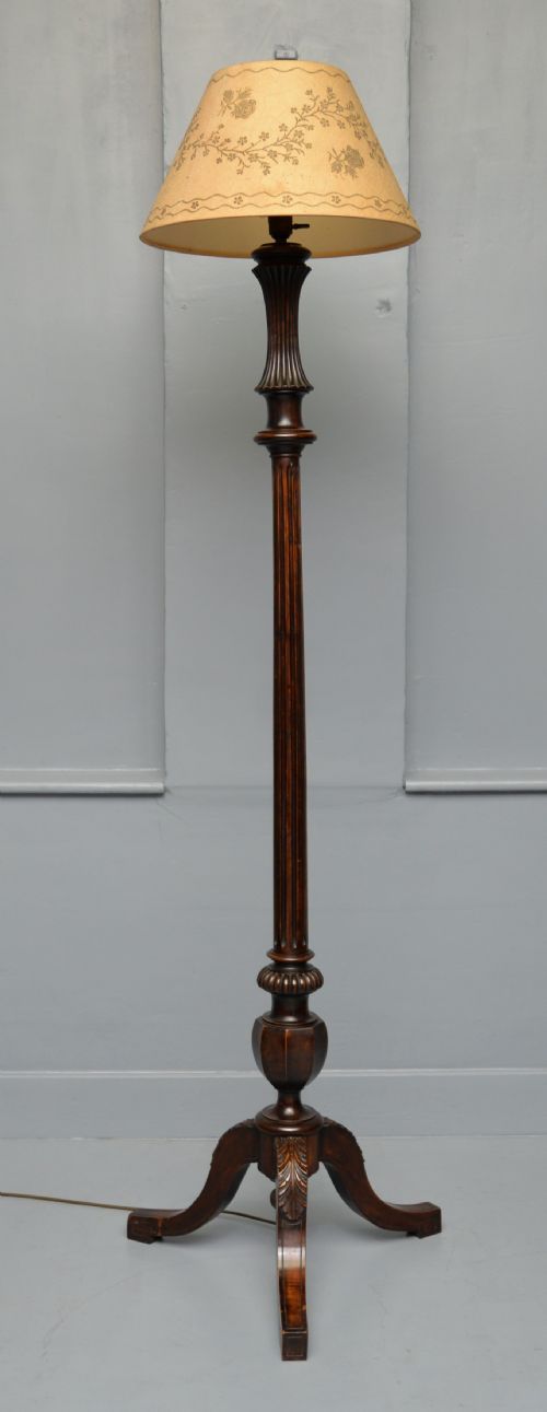 GEORGIAN STYLE C1920 MAHOGANY STANDARD FLOOR LAMP - ADDITIONAL PHOTO 19