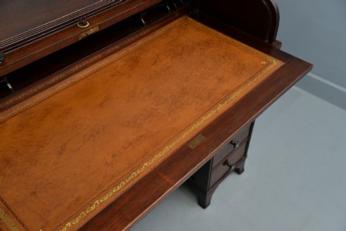 VICTORIAN MAHOGANY TAMBOUR ROLL TOP CYLINDER DESK - ADDITIONAL PHOTO 13
