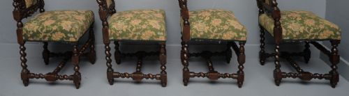 SET OF FOUR CAROLEAN JACOBEAN STYLE CARVED OAK DINING CHAIRS - ADDITIONAL PHOTO 6