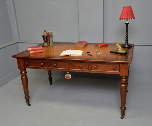 VICTORIAN MAHOGANY PARTNERS WRITING TABLE LIBRARY DESK - ADDITIONAL PHOTO 2