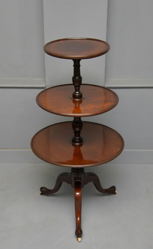 GEORGIAN MAHOGANY THREE TIER DUMB WAITER SIDE TABLE - ADDITIONAL PHOTO 1