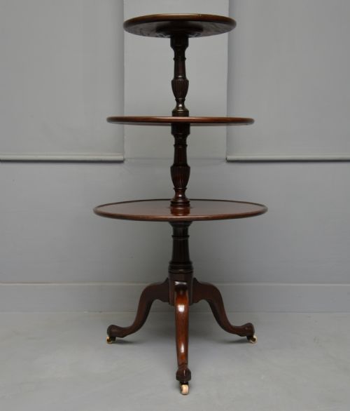 GEORGIAN MAHOGANY THREE TIER DUMB WAITER SIDE TABLE - ADDITIONAL PHOTO 2