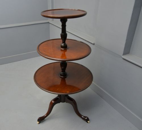 GEORGIAN MAHOGANY THREE TIER DUMB WAITER SIDE TABLE - ADDITIONAL PHOTO 4