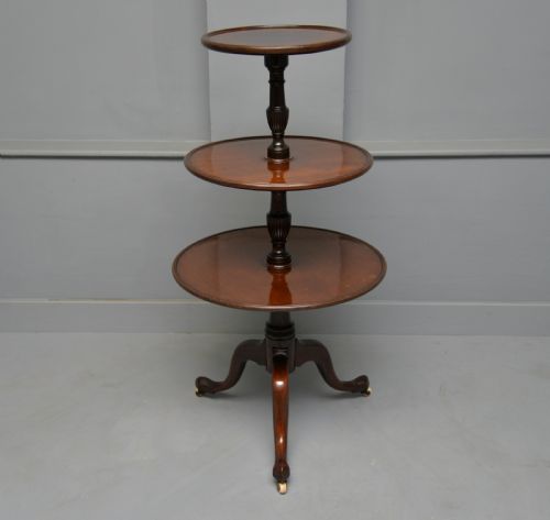 GEORGIAN MAHOGANY THREE TIER DUMB WAITER SIDE TABLE - ADDITIONAL PHOTO 5
