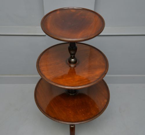 GEORGIAN MAHOGANY THREE TIER DUMB WAITER SIDE TABLE - ADDITIONAL PHOTO 8