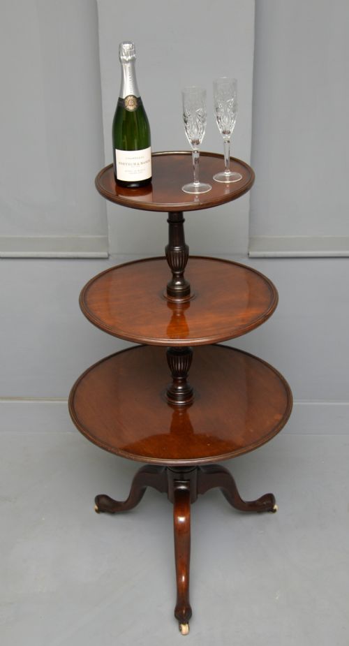 GEORGIAN MAHOGANY THREE TIER DUMB WAITER SIDE TABLE - ADDITIONAL PHOTO 9