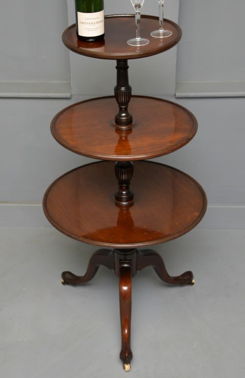 GEORGIAN MAHOGANY THREE TIER DUMB WAITER SIDE TABLE - ADDITIONAL PHOTO 11