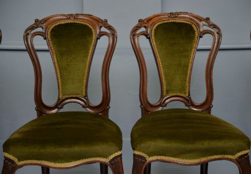 SET OF FOUR VICTORIAN CARVED MAHOGANY DINING CHAIRS - ADDITIONAL PHOTO 4