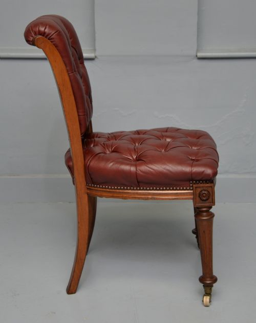19TH CENTURY VICTORIAN LEATHER WALNUT DESK CHAIR - ADDITIONAL PHOTO 2