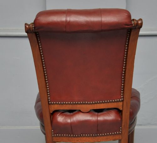 19TH CENTURY VICTORIAN LEATHER WALNUT DESK CHAIR - ADDITIONAL PHOTO 4