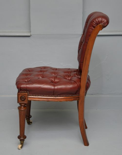 19TH CENTURY VICTORIAN LEATHER WALNUT DESK CHAIR - ADDITIONAL PHOTO 5