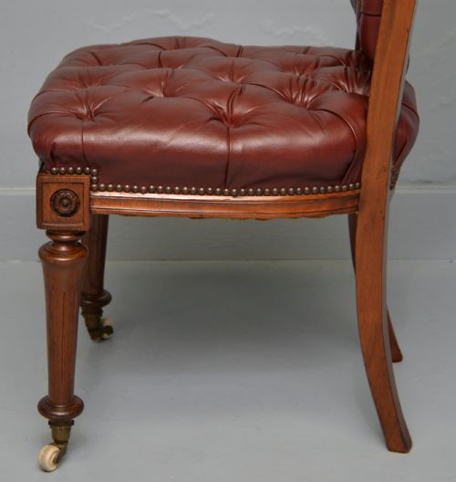 19TH CENTURY VICTORIAN LEATHER WALNUT DESK CHAIR - ADDITIONAL PHOTO 6