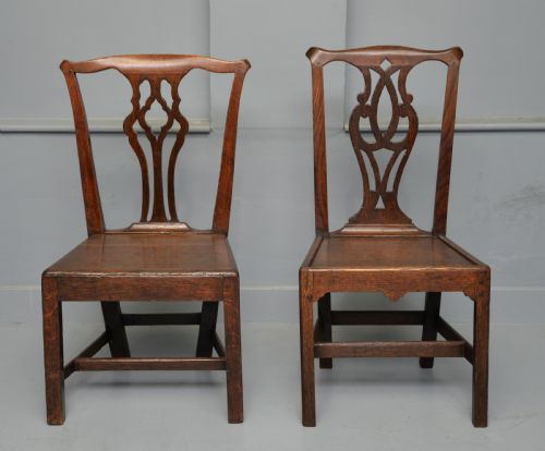 MATCHED PAIR OF GEORGIAN OAK CHIPPENDALE COUNTRY SIDE CHAIRS - ADDITIONAL PHOTO 2
