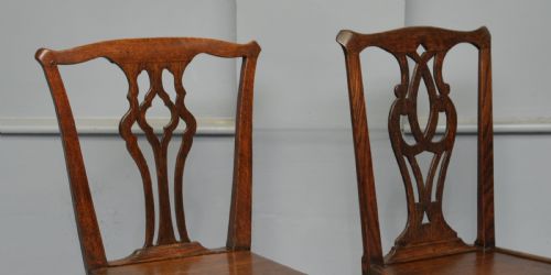 MATCHED PAIR OF GEORGIAN OAK CHIPPENDALE COUNTRY SIDE CHAIRS - ADDITIONAL PHOTO 4