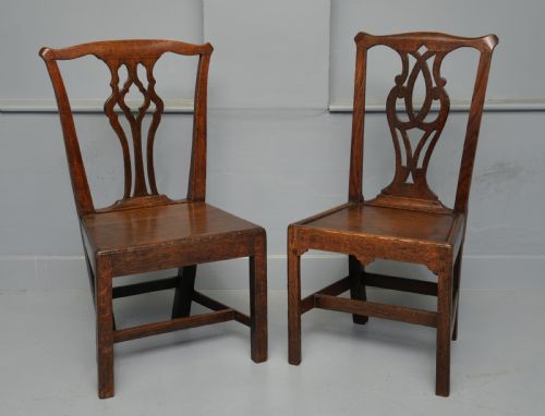 MATCHED PAIR OF GEORGIAN OAK CHIPPENDALE COUNTRY SIDE CHAIRS - ADDITIONAL PHOTO 5