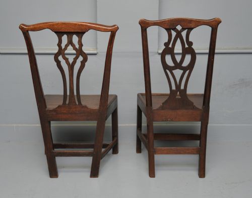 MATCHED PAIR OF GEORGIAN OAK CHIPPENDALE COUNTRY SIDE CHAIRS - ADDITIONAL PHOTO 9