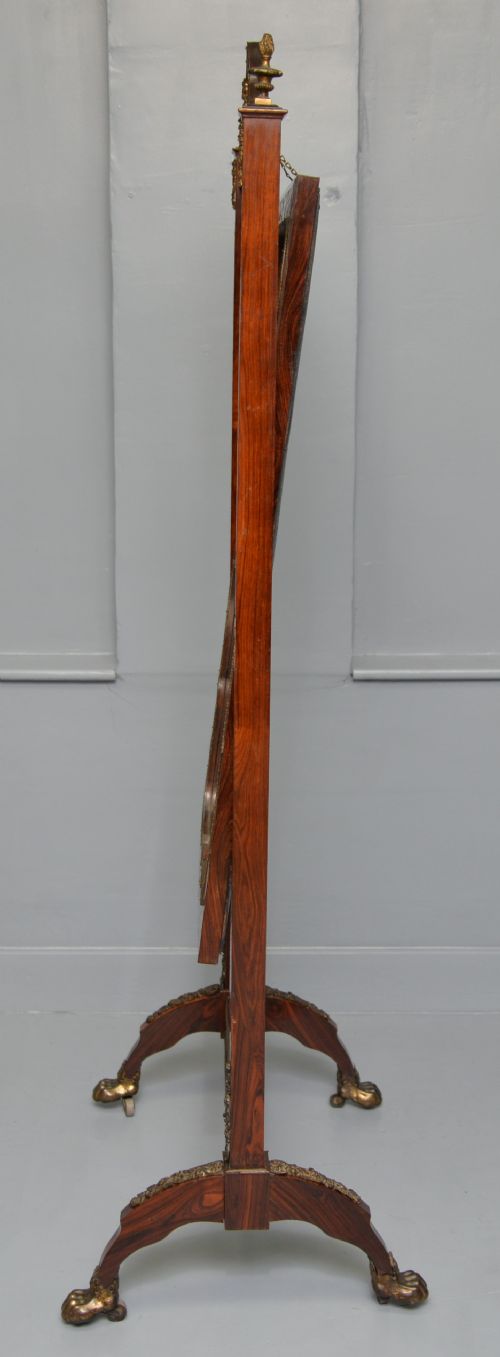 ANTIQUE DUTCH MARQUETRY 19TH CENTURY CHEVAL MIRROR - ADDITIONAL PHOTO 14