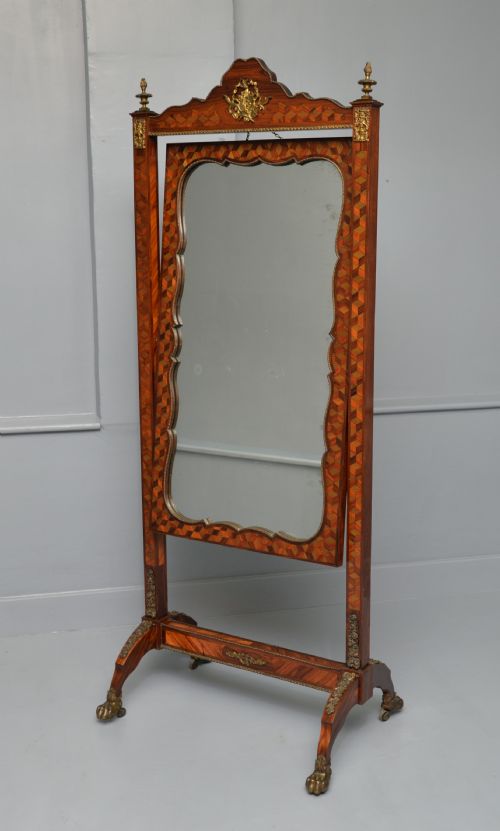 ANTIQUE DUTCH MARQUETRY 19TH CENTURY CHEVAL MIRROR - ADDITIONAL PHOTO 18