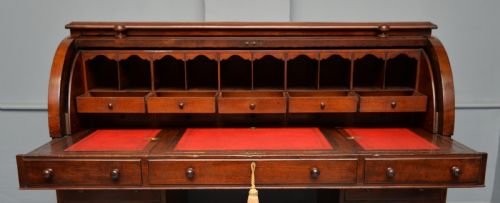 HANDSOME VICTORIAN ROLLTOP MAHOGANY CYLINDER PEDESTAL DESK - ADDITIONAL PHOTO 5