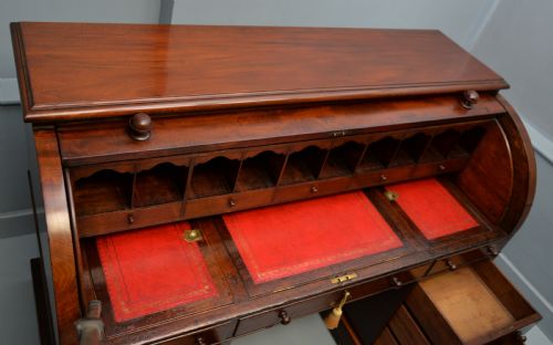 HANDSOME VICTORIAN ROLLTOP MAHOGANY CYLINDER PEDESTAL DESK - ADDITIONAL PHOTO 27