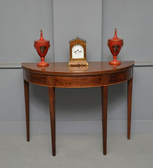 GEORGIAN GEORGE III DEMI LUNE MAHOGANY SIDE TABLE TEA TABLE - ADDITIONAL PHOTO 1