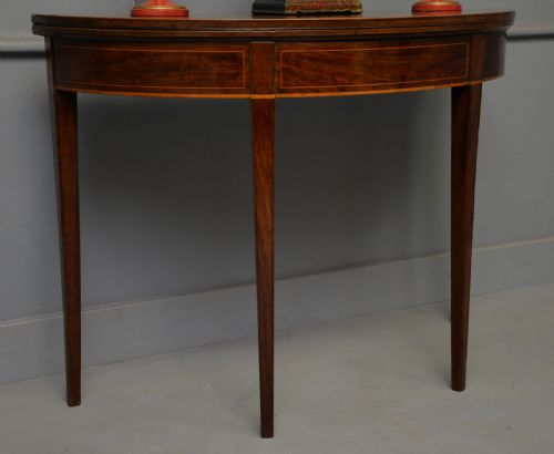 GEORGIAN GEORGE III DEMI LUNE MAHOGANY SIDE TABLE TEA TABLE - ADDITIONAL PHOTO 3
