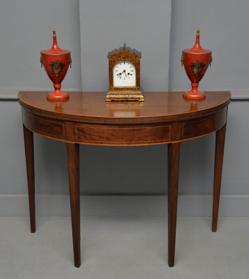 GEORGIAN GEORGE III DEMI LUNE MAHOGANY SIDE TABLE TEA TABLE - ADDITIONAL PHOTO 5