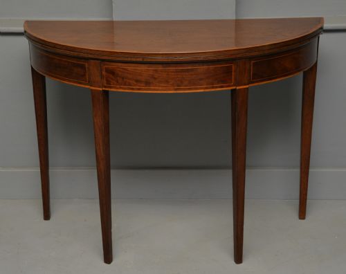 GEORGIAN GEORGE III DEMI LUNE MAHOGANY SIDE TABLE TEA TABLE - ADDITIONAL PHOTO 6