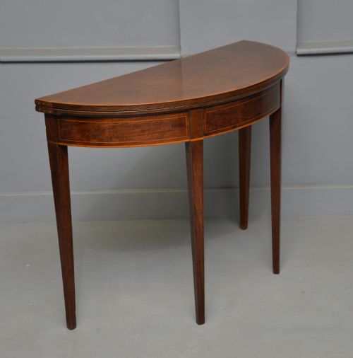 GEORGIAN GEORGE III DEMI LUNE MAHOGANY SIDE TABLE TEA TABLE - ADDITIONAL PHOTO 7