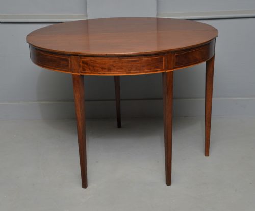 GEORGIAN GEORGE III DEMI LUNE MAHOGANY SIDE TABLE TEA TABLE - ADDITIONAL PHOTO 14