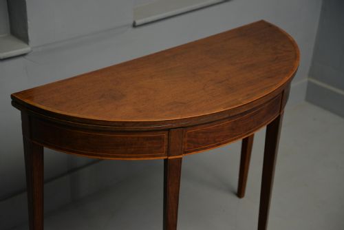 GEORGIAN GEORGE III DEMI LUNE MAHOGANY SIDE TABLE TEA TABLE - ADDITIONAL PHOTO 17