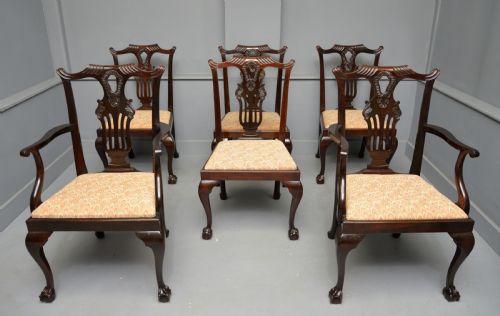 SET OF SIX CHIPPENDALE REVIVAL MAHOGANY DINING CHAIRS BY PHILLIPS JONES - ADDITIONAL PHOTO 1