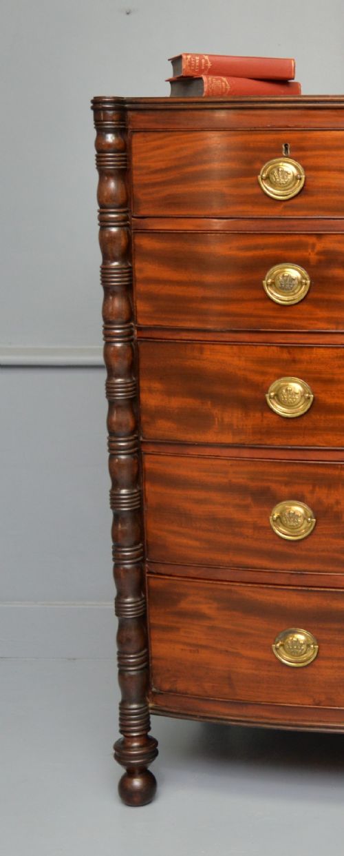 REGENCY MAHOGANY BOWFRONT CHEST OF DRAWERS - ADDITIONAL PHOTO 2