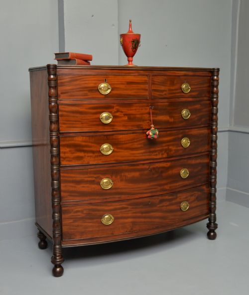 REGENCY MAHOGANY BOWFRONT CHEST OF DRAWERS - ADDITIONAL PHOTO 3
