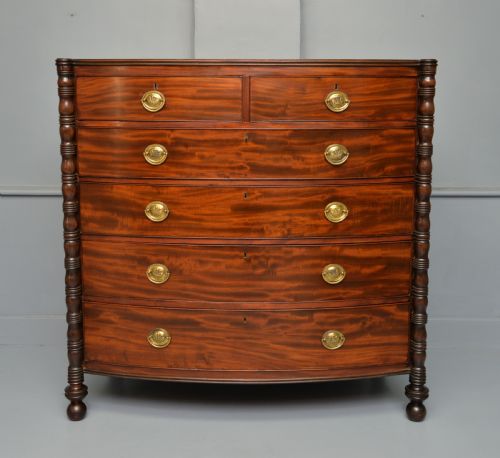 REGENCY MAHOGANY BOWFRONT CHEST OF DRAWERS - ADDITIONAL PHOTO 6