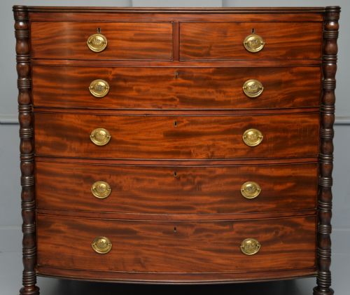 REGENCY MAHOGANY BOWFRONT CHEST OF DRAWERS - ADDITIONAL PHOTO 7