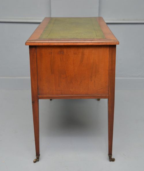 EDWARDIAN INLAID MAHOGANY LEATHER TOP WRITING DESK - ADDITIONAL PHOTO 8