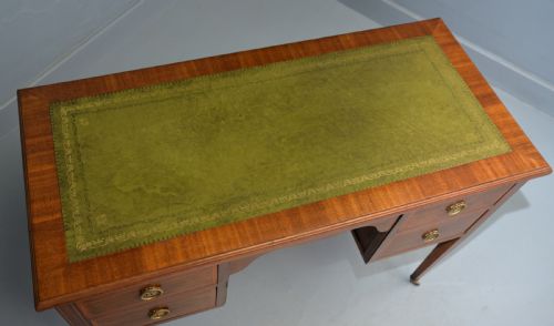 EDWARDIAN INLAID MAHOGANY LEATHER TOP WRITING DESK - ADDITIONAL PHOTO 11