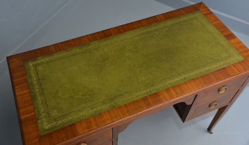EDWARDIAN INLAID MAHOGANY LEATHER TOP WRITING DESK - ADDITIONAL PHOTO 14