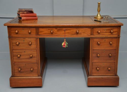 Victorian Mahogany Leather Top Pedestal Desk
