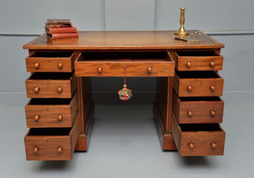 fig 1. Victorian Mahogany Leather Top Pedestal Desk