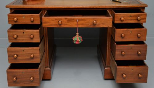 fig 2. Victorian Mahogany Leather Top Pedestal Desk