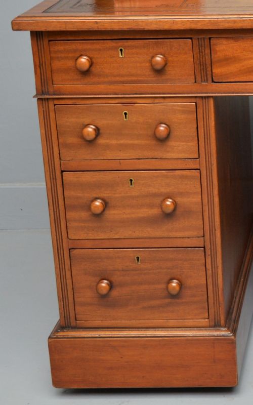 fig 3. Victorian Mahogany Leather Top Pedestal Desk