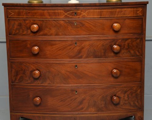 REGENCY FLAME MAHOGANY BOWFRONT CHEST OF DRAWERS - ADDITIONAL PHOTO 3
