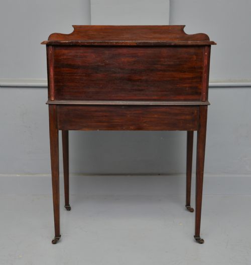 EDWARDIAN SHERATON REVIVAL MAHOGANY CYLINDER ROLL TOP DESK - ADDITIONAL PHOTO 11